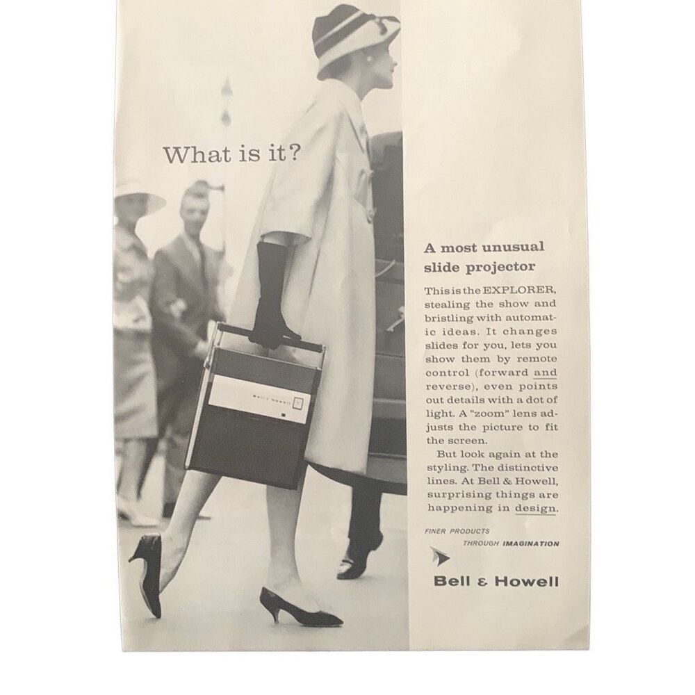 Vintage 1959 Bell & Howell Explorer Slide Projector Ad Advertisement